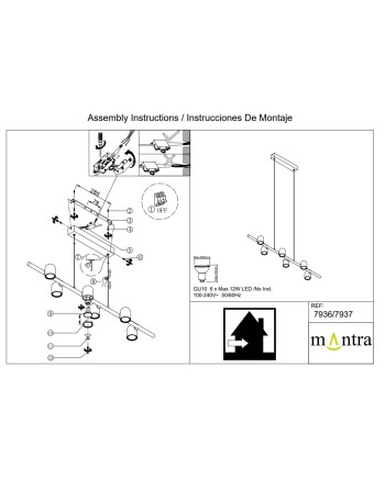 IOS * LÁMPARA LINEAL 6L*GU10 BLANCA